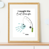 I Caught the Best Grandpa Handprint Craft Printable | Father’s Day & Birthday Gift for Grandpa | Fishing Keepsake from Kids | DIY Download