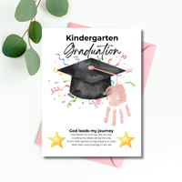 Christian Kindergarten Graduation Handprint Craft Printable | Graduation Keepsake | God Leads My Journey Kinder Graduation Art | End of Year DIY PDF