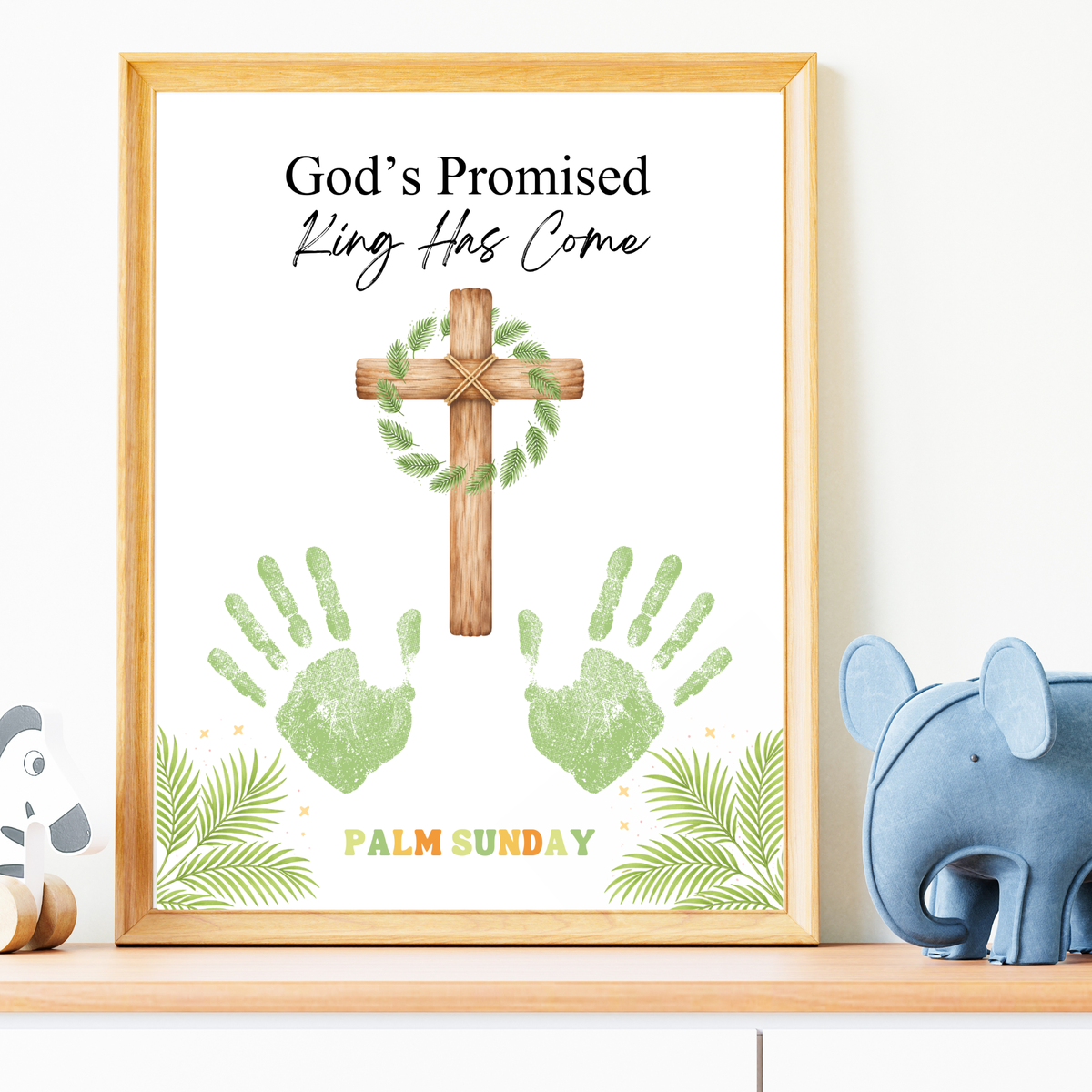 Palm Sunday Handprint Cross Craft Printable | “God’s Promised King Has Come” Christian Kids Activity | Easter Faith Keepsake PDF