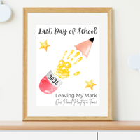 Last Day of School Pencil Handprint Craft Printable | End of School Year Keepsake Art | Leaving My Mark School Sign 2026 | Preschool DIY Handprint PDF