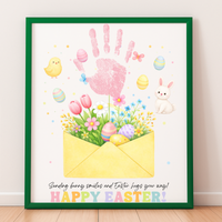 Easter Handprint Craft Printable | Bunny & Chick Flower Envelope Keepsake | Preschool Fine Motor Spring Activity PDF