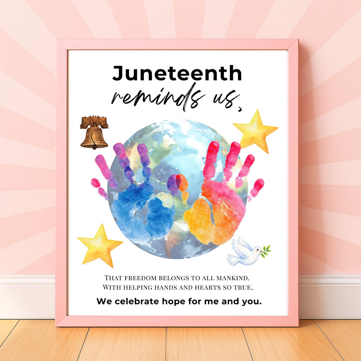 Juneteenth Reminds Us Handprint Craft Printable | Juneteenth Activity for Kids | Diversity & Inclusion Keepsake