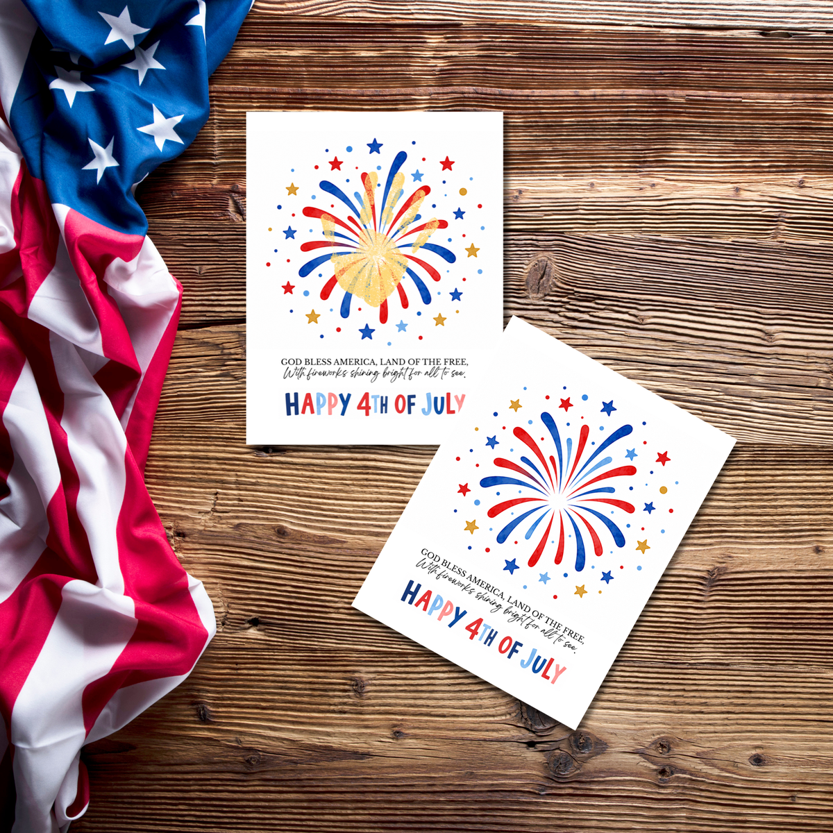 Happy 4th of July Firework Handprint Craft Printable | Patriotic Fireworks Handprint Art | Independence Day Keepsake Activity for Kids