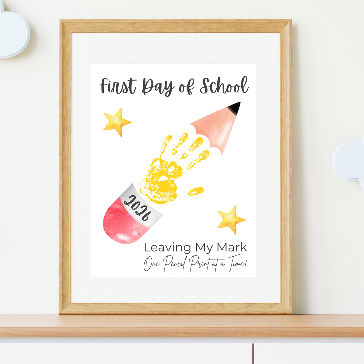 First Day of School Pencil Handprint Craft Printable | Back to School Keepsake Art | Leaving My Mark School Sign 2026 | Preschool DIY Handprint PDF