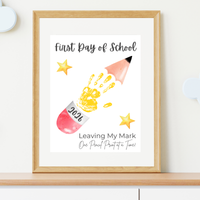 First Day of School Pencil Handprint Craft Printable | Back to School Keepsake Art | Leaving My Mark School Sign 2026 | Preschool DIY Handprint PDF