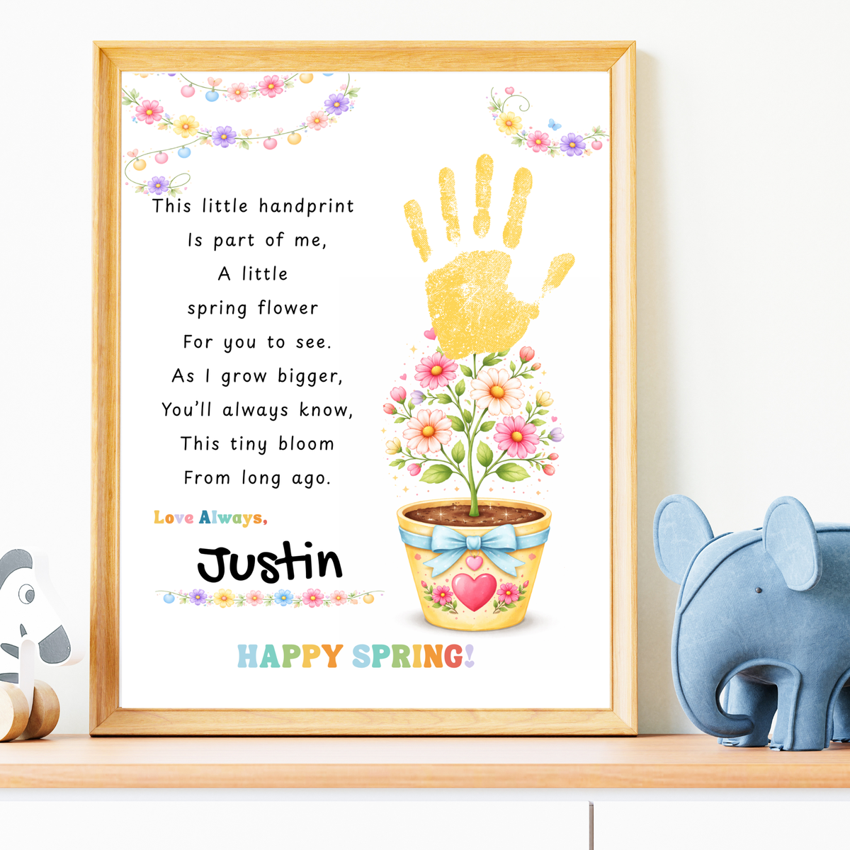 Spring Handprint Flower Craft Printable | Personalized Keepsake Poem Activity | Preschool Spring Art Gift | Kids Flower Pot Handprint PDF