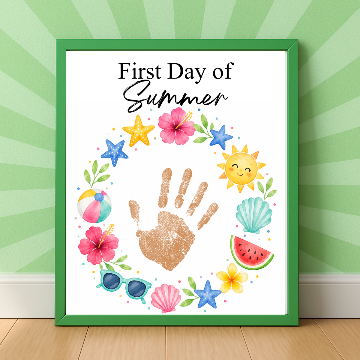 First Day of Summer Handprint Craft Printable | Summer Keepsake Activity for Kids | Preschool Kindergarten Summer Craft