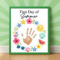 First Day of Summer Handprint Craft Printable | Summer Keepsake Activity for Kids | Preschool Kindergarten Summer Craft