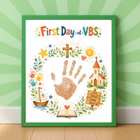 First Day of VBS Handprint Craft Printable | Vacation Bible School Keepsake | Christian Summer Church Activity