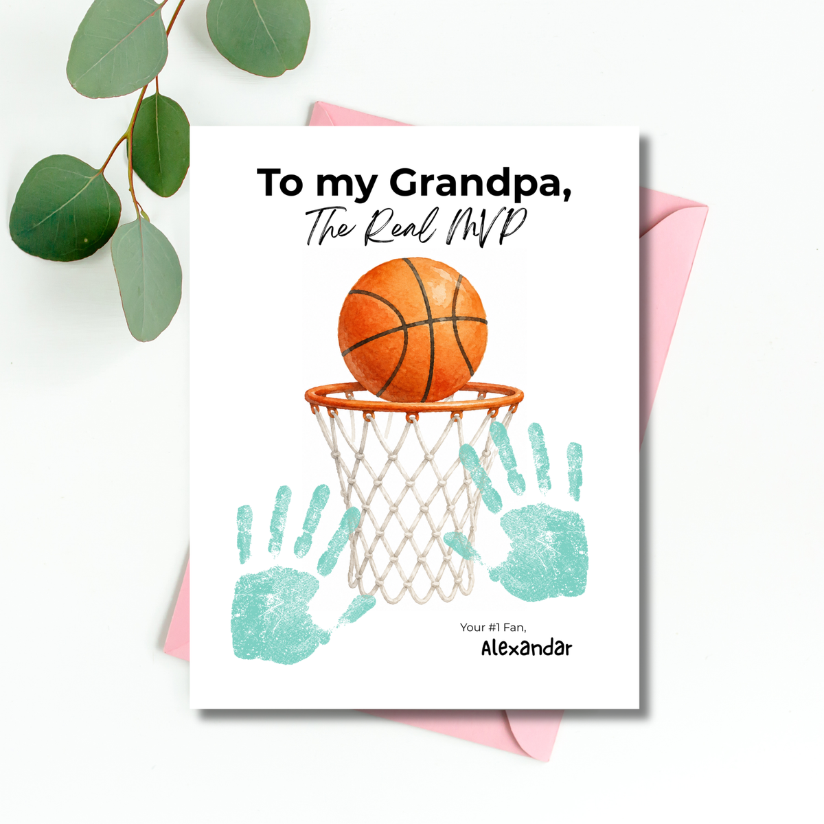 Basketball Grandpa Handprint Craft Printable, To My Grandpa The Real MVP, Basketball Grandpa Birthday Gift, Sports Grandpa Keepsake from Kids