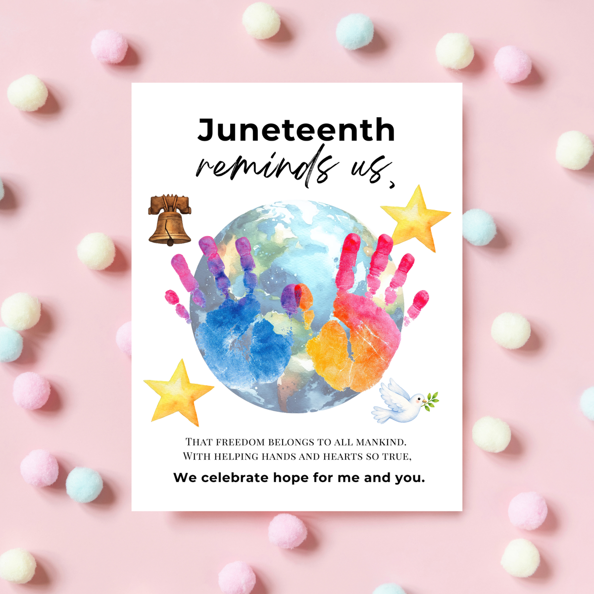 Juneteenth Reminds Us Handprint Craft Printable | Juneteenth Activity for Kids | Diversity & Inclusion Keepsake