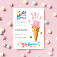 Christian Ice Cream Cone Handprint Craft Printable | God's Gift of Summer Keepsake Activity for Kids | Faith-Based Summer Craft