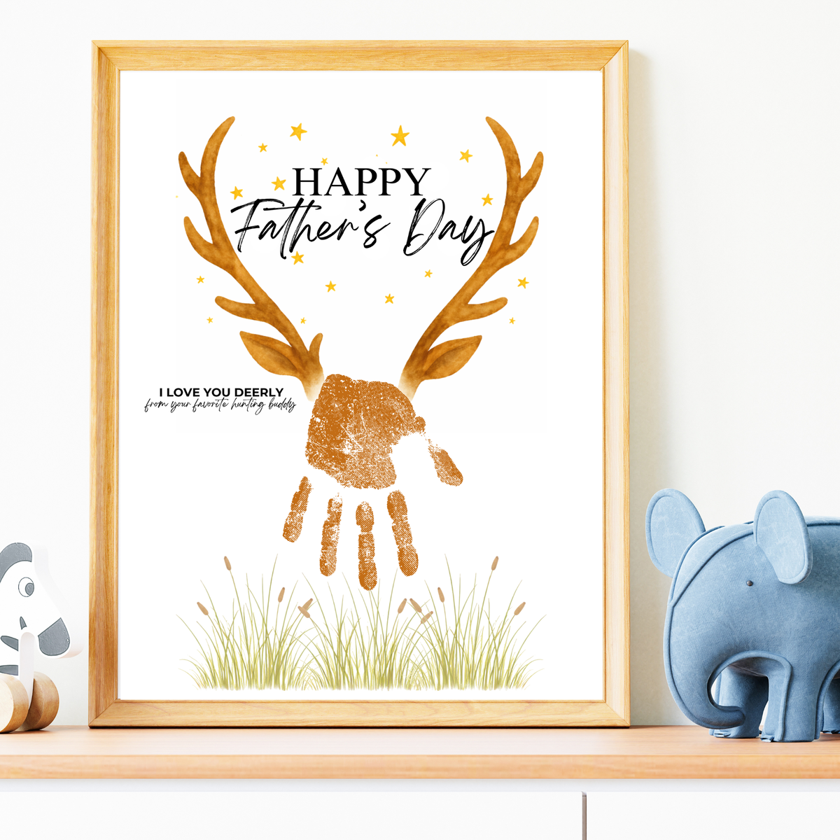 Father’s Day Handprint Craft Printable | Happy Father’s Day Deer Keepsake from Kids | Hunting Dad Gift | Preschool DIY Handprint Art PDF