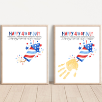 Happy 4th of July Firecracker Handprint Craft Printable | Patriotic Firecracker Handprint Art | Independence Day Keepsake Activity for Kids