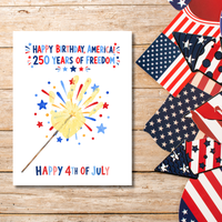 Happy Birthday, America! 250 Years of Freedom Handprint Sparkler Craft Printable | Christian 4th of July Keepsake