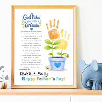God Picked You to Be Our Grandpa Handprint Craft Printable | Christian Father’s Day Gift for Grandpa | Handprint Flower Keepsake from Grandkids