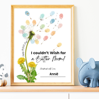 Mother’s Day Dandelion Handprint Craft Printable | I Couldn’t Wish for a Better Mom Keepsake | Preschool DIY Mother’s Day Gift | Kids Fingerprint Art PDF