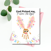 Christian Easter Handprint Craft Printable | “God Picked Me to Shine His Light” Bunny Keepsake | Faith-Based Kids Art Activity PDF