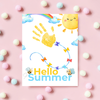 Hello Summer Handprint Craft Printable | Summer Keepsake Activity for Kids | Preschool Kindergarten End of School Year Craft