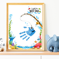 Fishing Dad Handprint Craft Printable | Father’s Day & Birthday Gift from Kids | I Caught the Best Dad Keepsake | Preschool DIY PDF