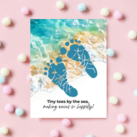 Tiny Toes by the Sea Footprint Craft Printable | Beach Footprint Keepsake | Summer Ocean Nursery Art for Kids