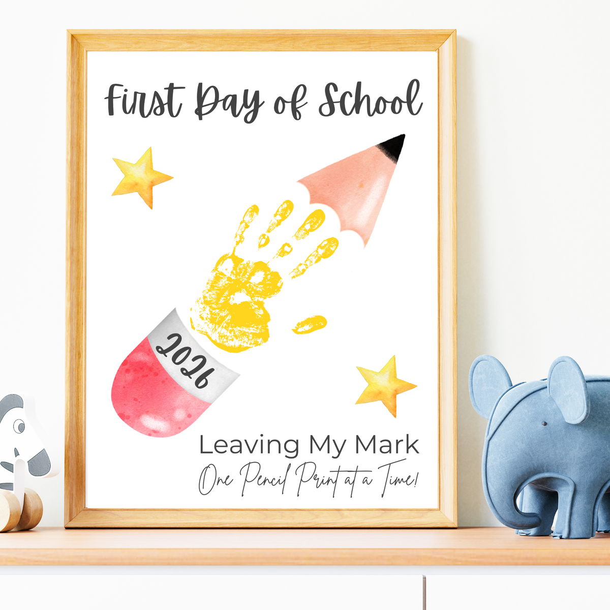 First Day of School Pencil Handprint Craft Printable | Back to School Keepsake Art | Leaving My Mark School Sign 2026 | Preschool DIY Handprint PDF