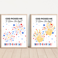Christian 4th of July Handprint Craft Printable | God Picked Me to Shine His Light | Faith-Based Independence Day Keepsake for Kids