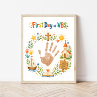 First Day of VBS Handprint Craft Printable | Vacation Bible School Keepsake | Christian Summer Church Activity