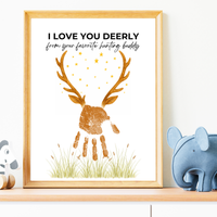 Father’s Day Handprint Craft Printable | I Love You Deerly Keepsake from Kids | Hunting Dad Gift | Preschool DIY Handprint Art PDF