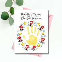 Reading Takes You Everywhere Wreath Handprint Craft Printable | Kids Literacy Week Activity | Preschool Reading Celebration Art PDF