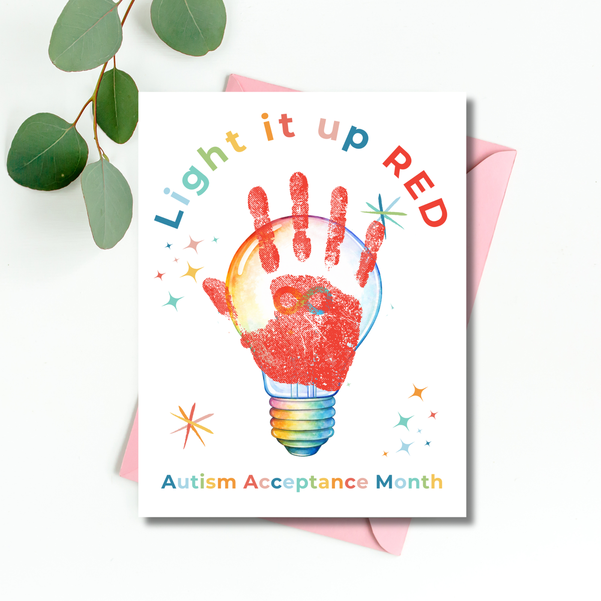Autism Acceptance Month “Light It Up Red” Handprint Craft Printable | Autism Awareness Classroom Activity | Kids Inclusion Art PDF