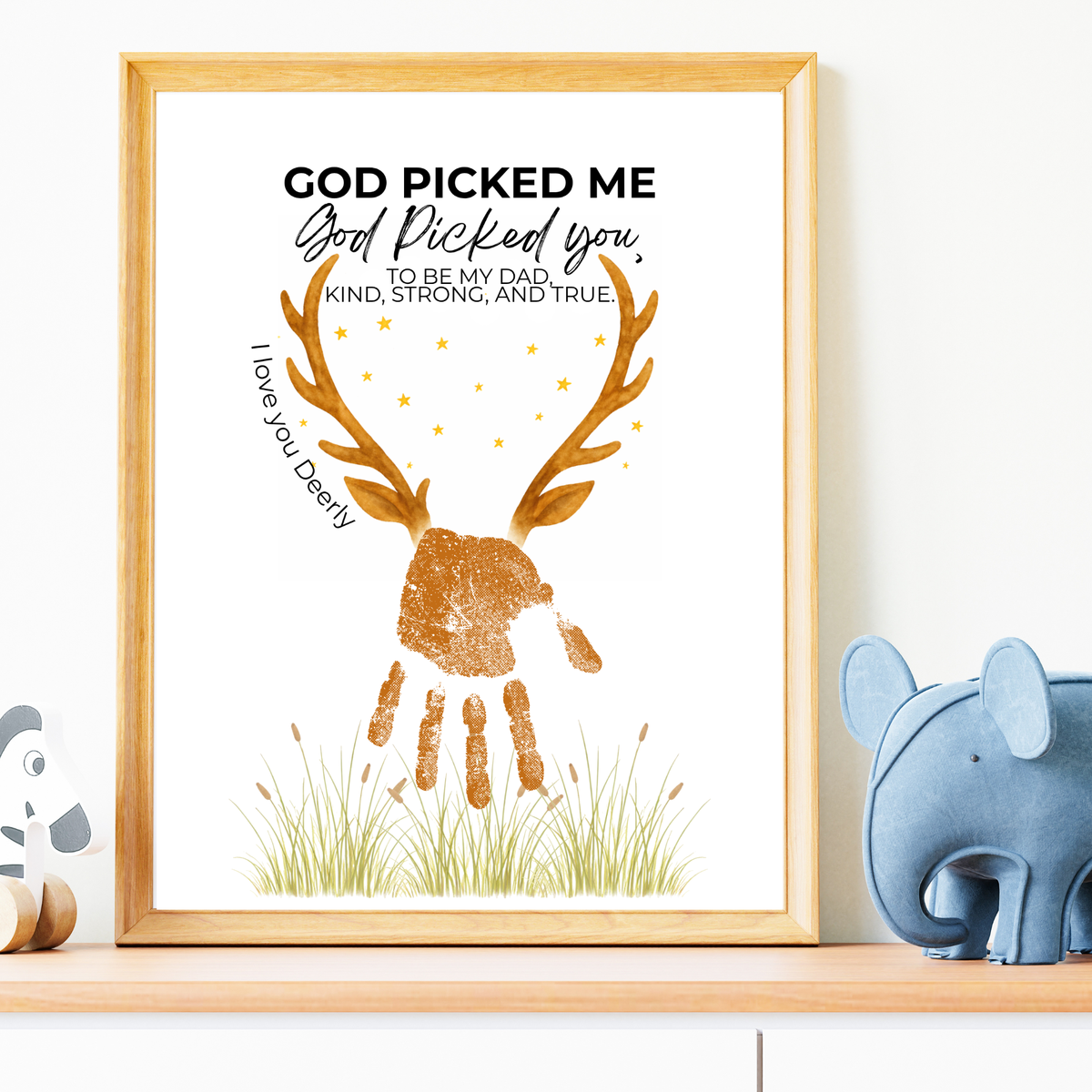 God Picked Me Father’s Day Handprint Craft Printable | Christian Dad Keepsake from Kids | Deer Handprint Art | Faith-Based Preschool DIY Printable