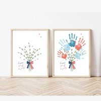 Patriotic Handprint Bouquet Craft Printable | 4th of July Handprint Flowers | Happy Independence Day Keepsake | America 250 Kids Activity