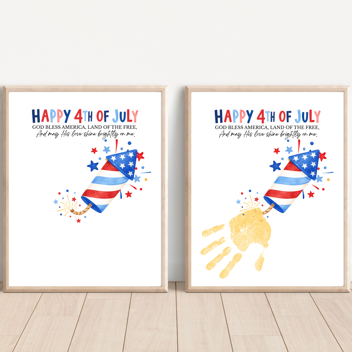 Christian 4th of July Firecracker Handprint Craft Printable | God Bless America Handprint Art | Faith-Based Independence Day Keepsake for Kids