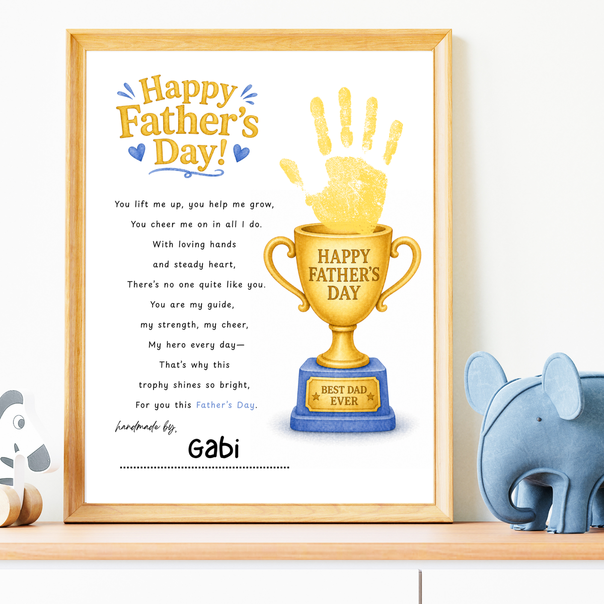 Father’s Day Trophy Handprint Craft Printable | Best Dad Ever Keepsake | Kids DIY Gift for Dad | Preschool Father’s Day Activity