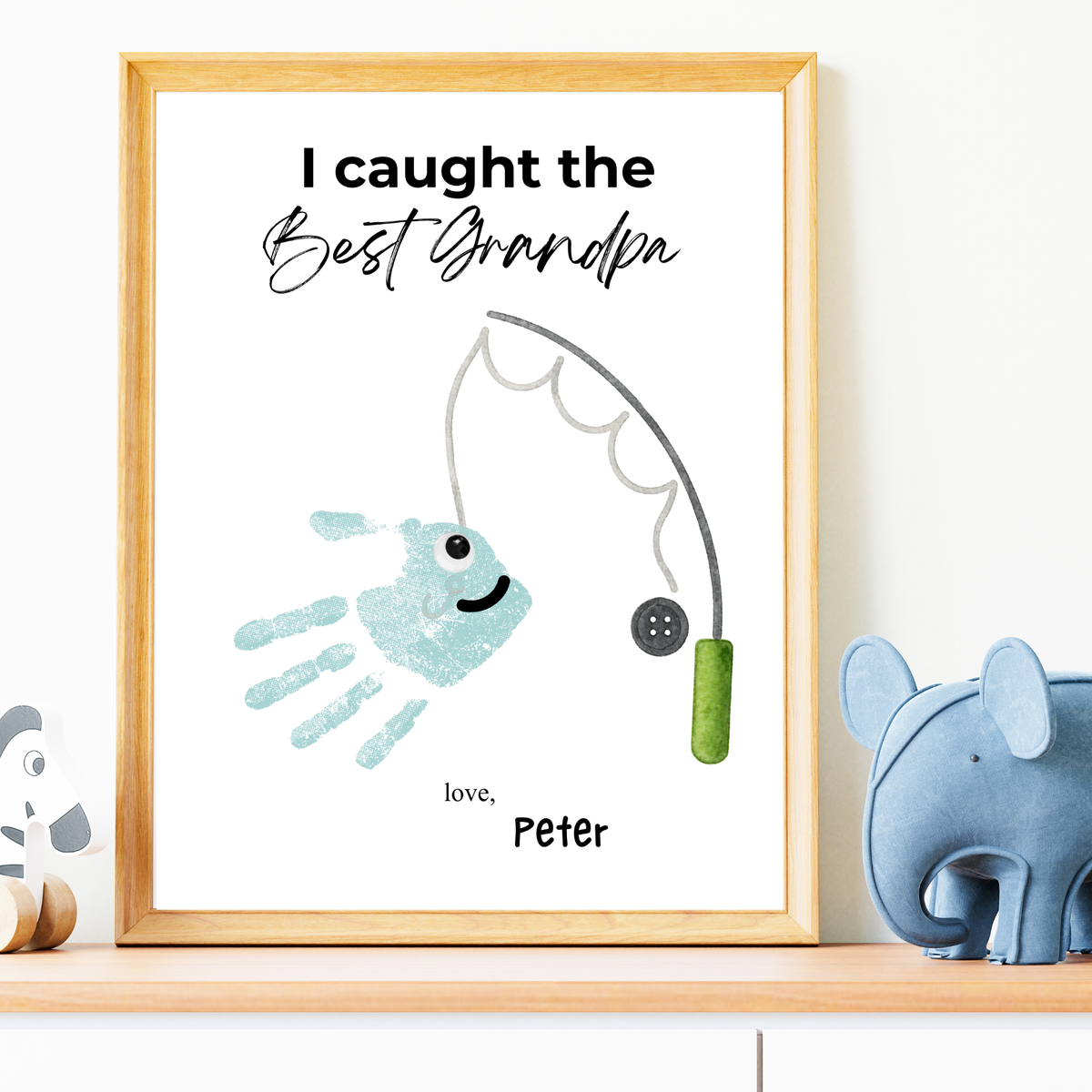 I Caught the Best Grandpa Handprint Craft Printable | Father’s Day & Birthday Gift for Grandpa | Fishing Keepsake from Kids | DIY Download