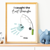 I Caught the Best Grandpa Handprint Craft Printable | Father’s Day & Birthday Gift for Grandpa | Fishing Keepsake from Kids | DIY Download