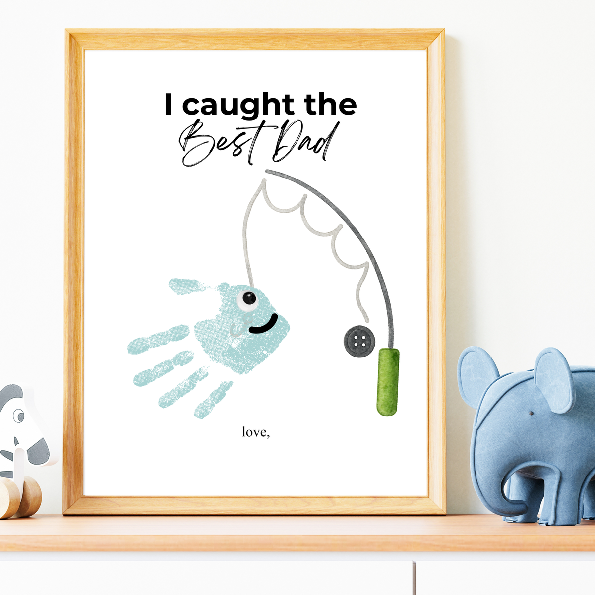 I Caught the Best Dad Simple Handprint Craft | Father’s Day & Birthday Gift Printable | Fishing Dad Keepsake from Kids | Simple DIY Handprint Art