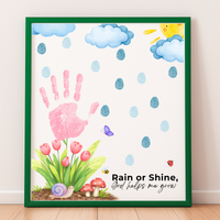 Rain or Shine Handprint Craft Printable | “God Helps Me Grow” Spring Faith-Based Activity | Preschool Christian Keepsake Art PDF
