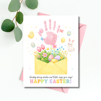 Easter Handprint Craft Printable | Bunny & Chick Flower Envelope Keepsake | Preschool Fine Motor Spring Activity PDF
