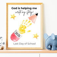 Christian Last Day of School Handprint Craft Printable | God is Helping Me Write My Story | Psalm 139:16 Keepsake | End of Year PDF