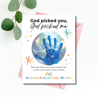 Autism Acceptance Month Handprint Craft Printable | “God Picked You, God Picked Me” Faith-Based Inclusion Activity | Christian Kids Art PDF