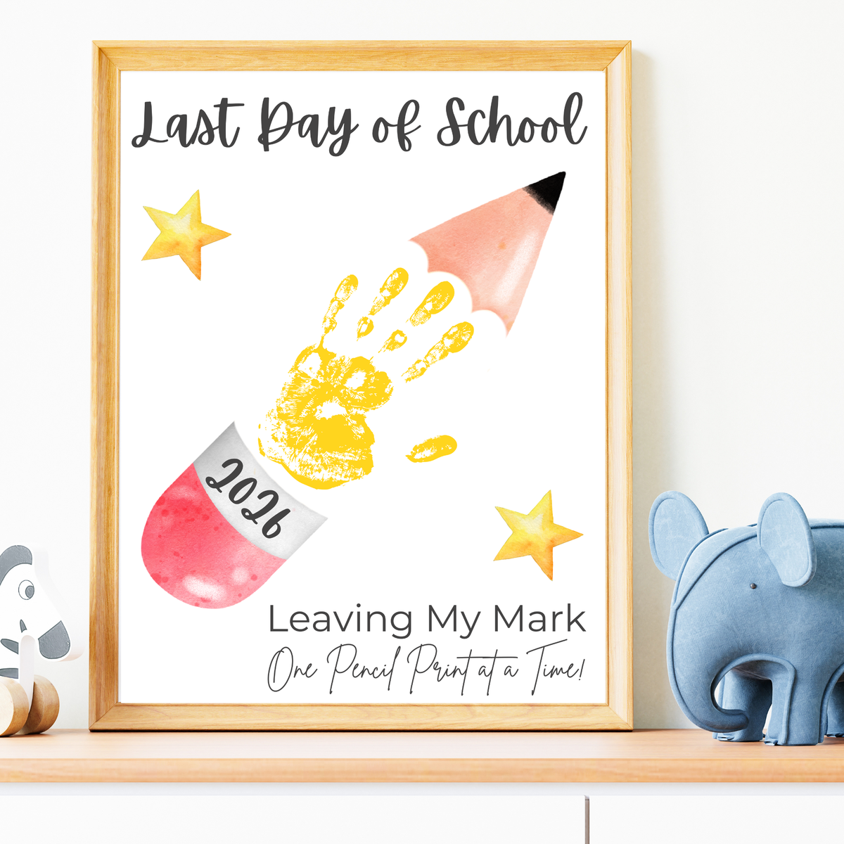 Last Day of School Pencil Handprint Craft Printable | End of School Year Keepsake Art | Leaving My Mark School Sign 2026 | Preschool DIY Handprint PDF