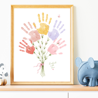 Mother’s Day Handprint Flower Craft Printable | Mom Grandma Aunt Keepsake Gift | Birthday & Valentine’s Day Handprint Bouquet | Preschool DIY Printable