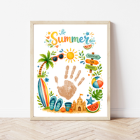 Summer Handprint Craft Printable | Summer Keepsake Activity for Kids | Preschool Kindergarten Beach Theme Craft