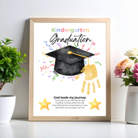 Christian Kindergarten Graduation Handprint Craft Printable | Graduation Keepsake | God Leads My Journey Kinder Graduation Art | End of Year DIY PDF