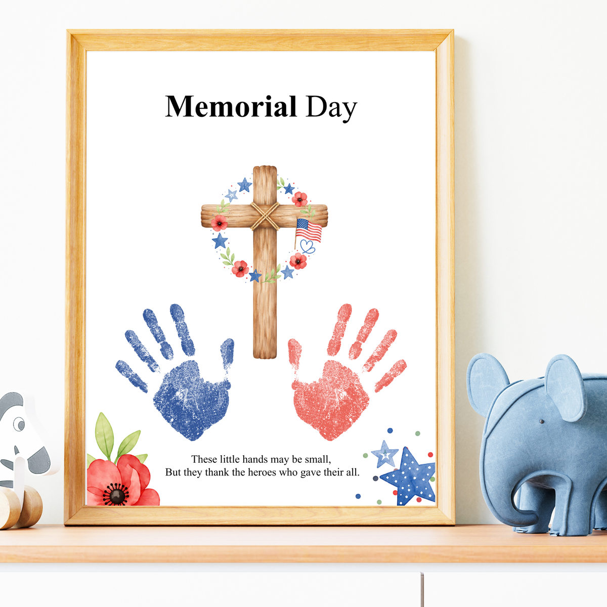 Christian Memorial Day Handprint Craft Printable | Patriotic Keepsake Art for Kids | Veterans Tribute Activity | Preschool Classroom DIY PDF