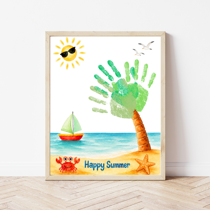 Summer Palm Tree Handprint Craft Printable | Beach Handprint Art for Kids | Summer Keepsake Activity | Preschool Kindergarten Daycare Craft