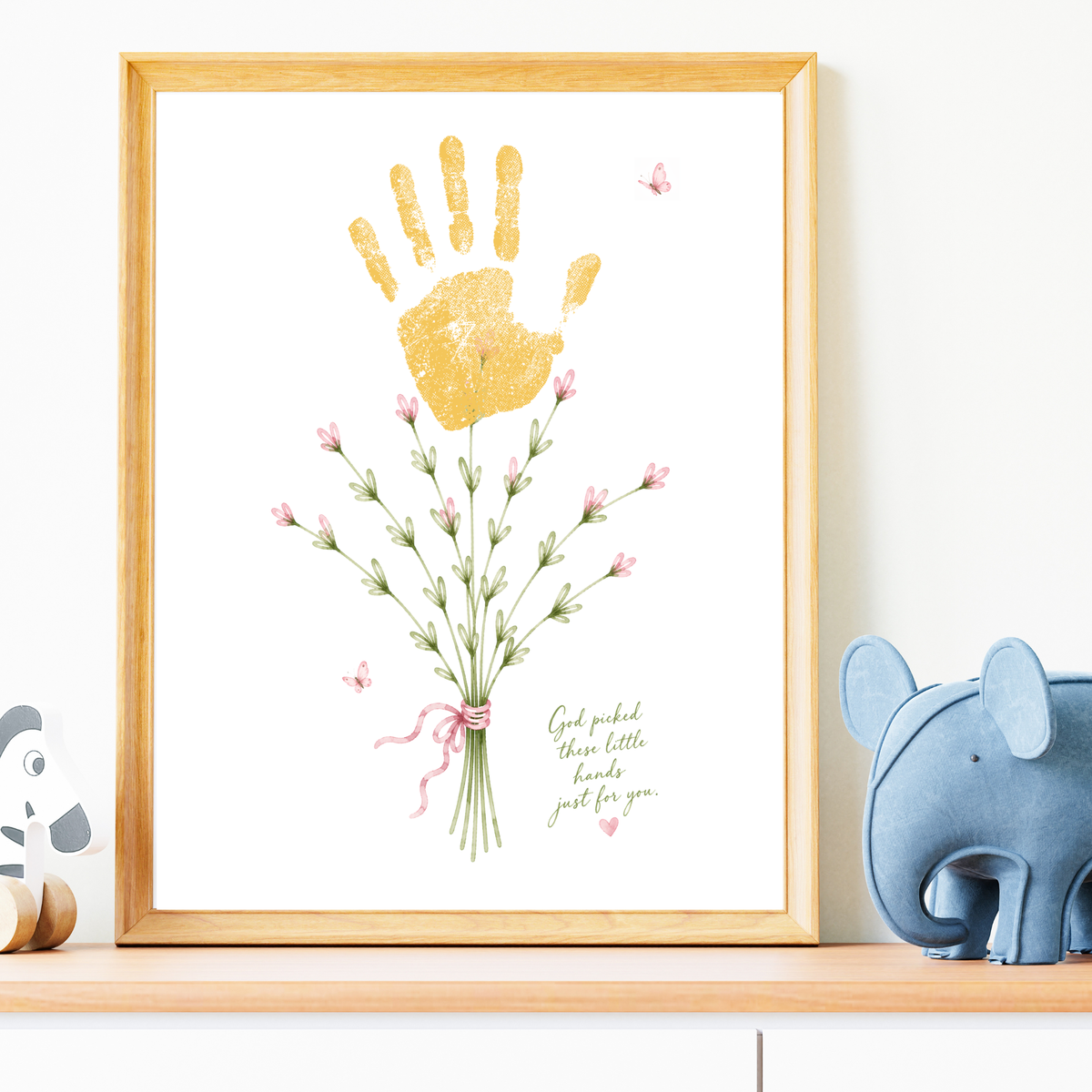 Christian Mother’s Day Handprint Craft Printable | God Picked These Little Hands for You | Mom Grandma Aunt Keepsake Gift | Birthday & Valentine’s Day Printable
