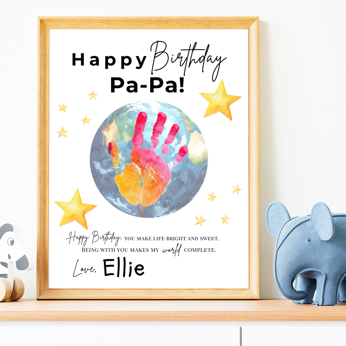 PaPa Birthday Handprint Craft Printable | Happy Birthday Pa-Pa Keepsake from Kids | Grandpa Birthday Gift | 1 or 2 Handprints | Kids DIY Art PDF